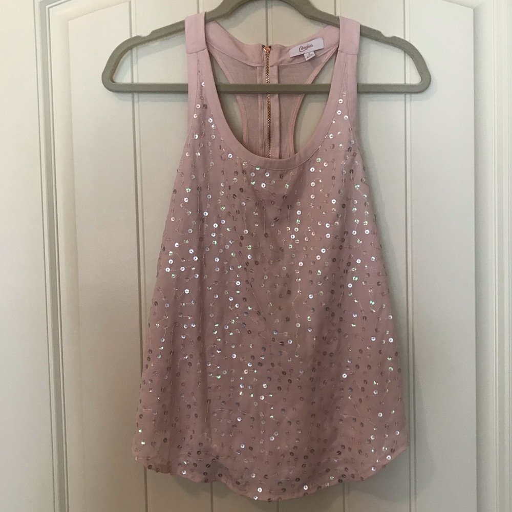 Candies pink racerback top sequins size small